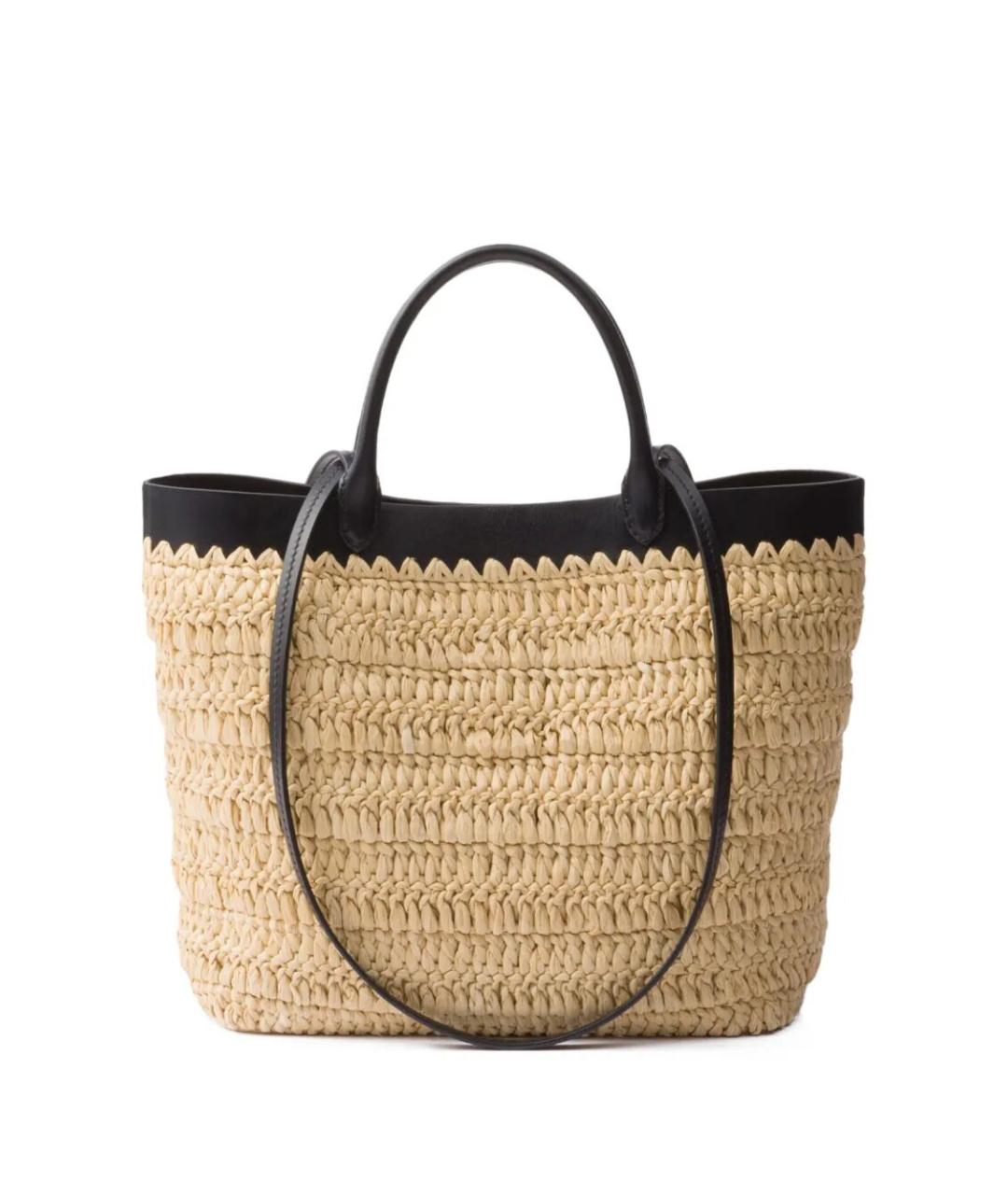 PRADA Бежевая пелетеная сумка тоут, фото 2