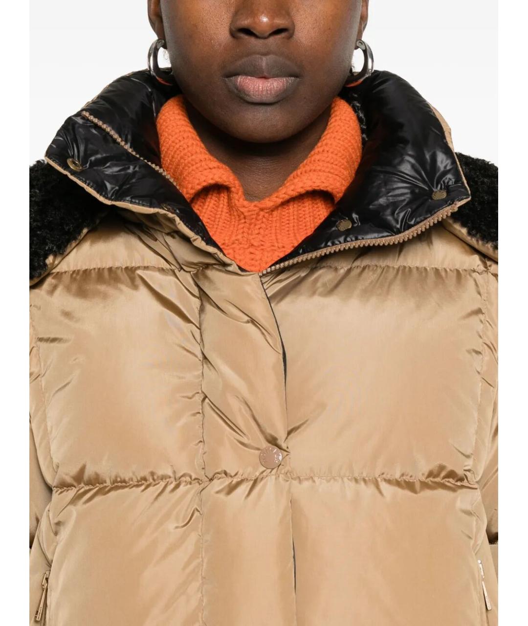 MONCLER Бежевый полиамидовый пуховик, фото 4