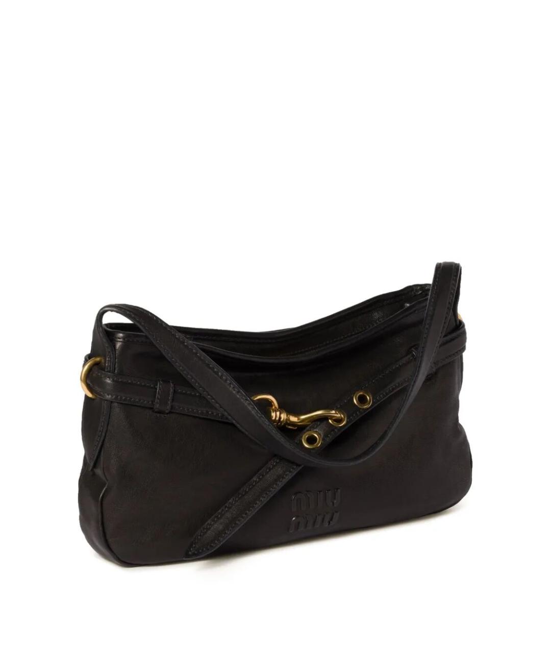 MIU MIU Черная кожаная сумка через плечо, фото 4