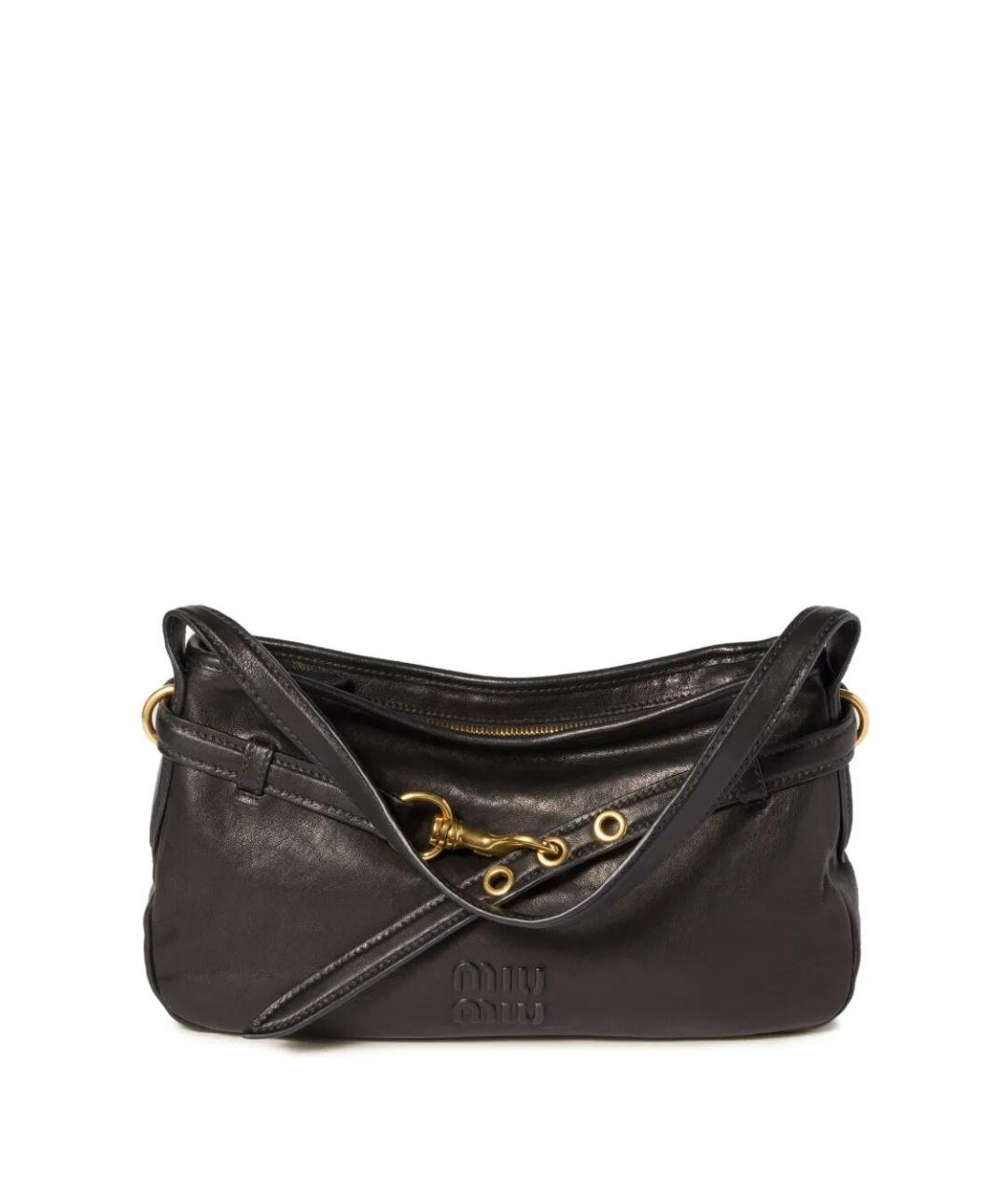 MIU MIU Черная кожаная сумка через плечо, фото 1