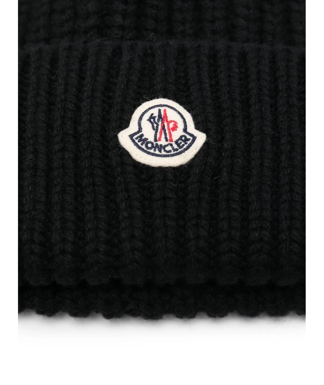 MONCLER Черная шерстяная шапка, фото 2