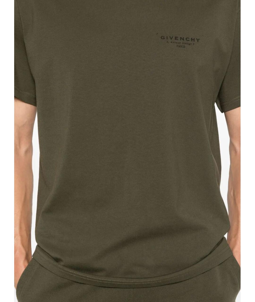GIVENCHY Хаки хлопковая футболка, фото 3