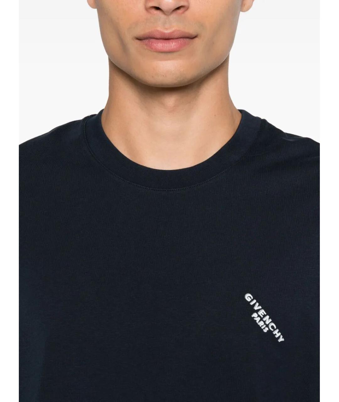 GIVENCHY Темно-синяя хлопковая футболка, фото 4
