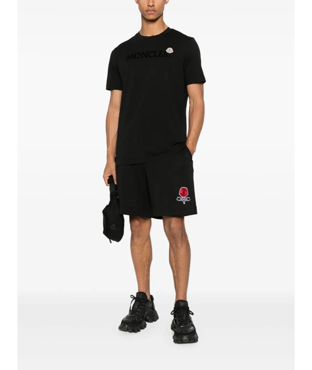 MONCLER Черная хлопковая футболка, фото 4