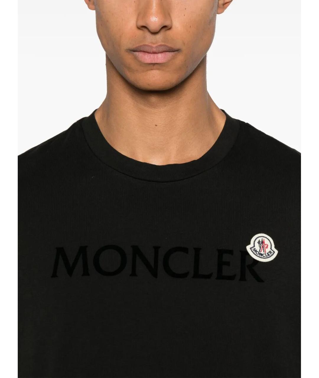 MONCLER Черная хлопковая футболка, фото 2