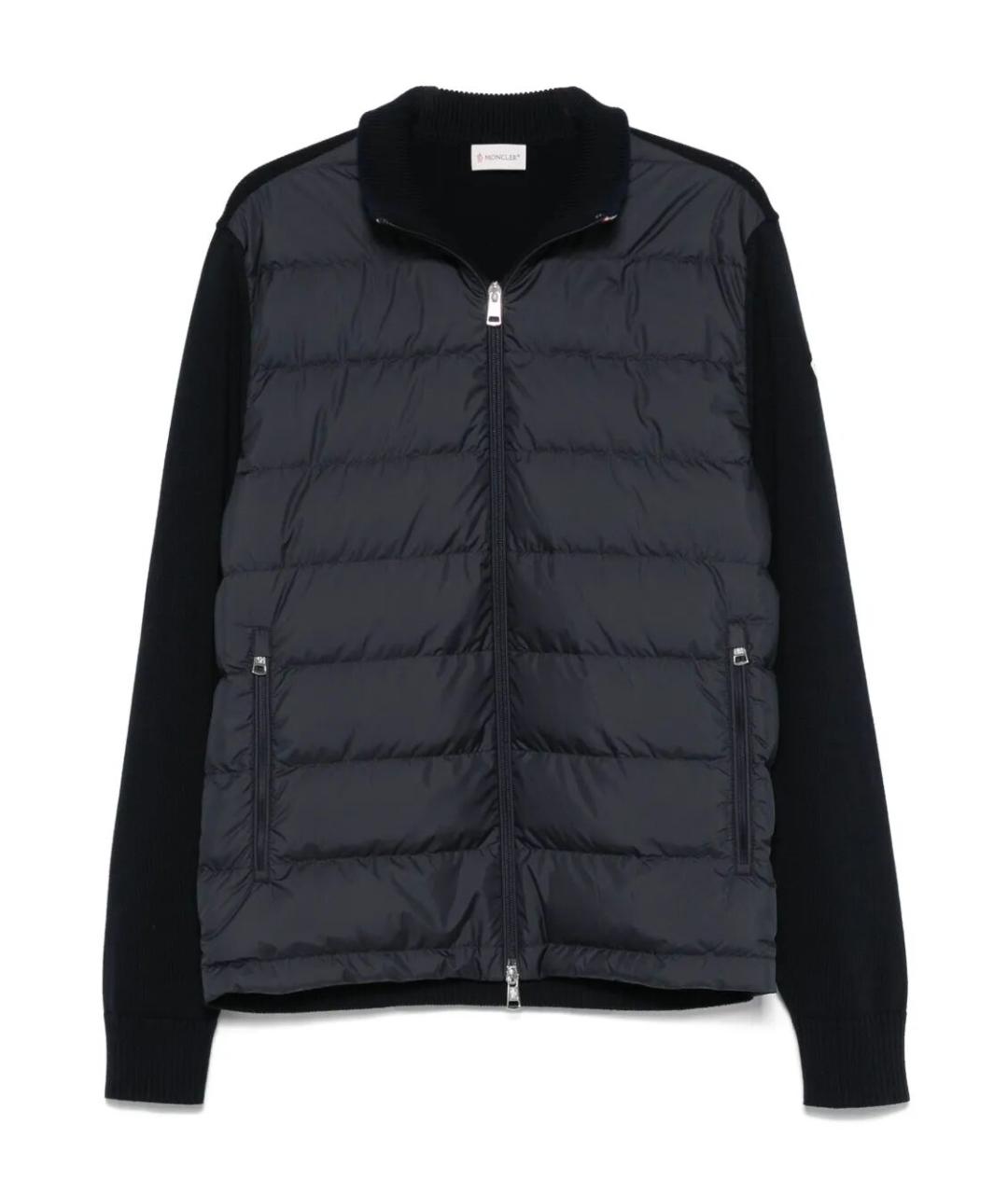 MONCLER Темно-синий полиэстеровый кардиган, фото 1