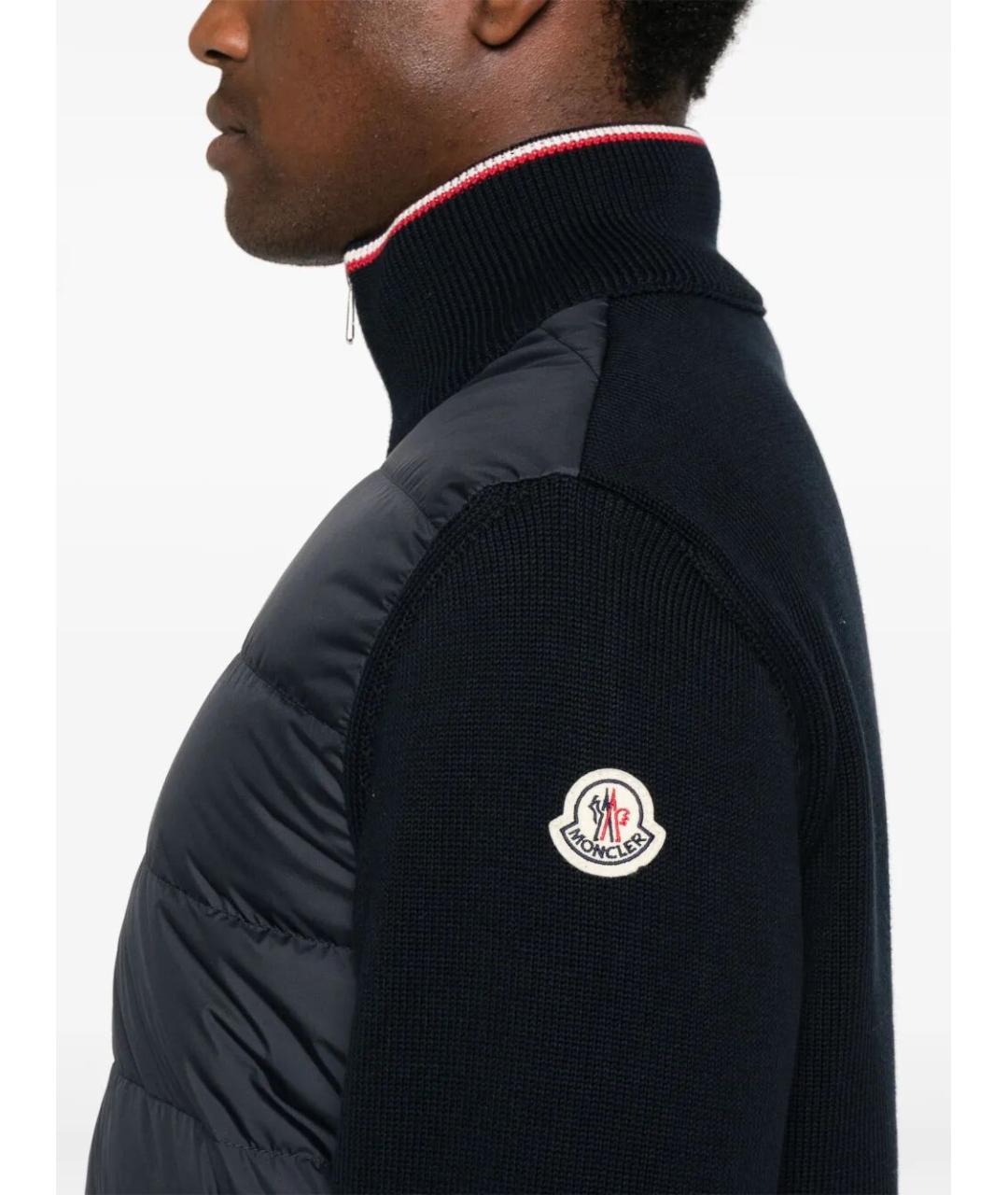 MONCLER Темно-синий полиэстеровый кардиган, фото 5