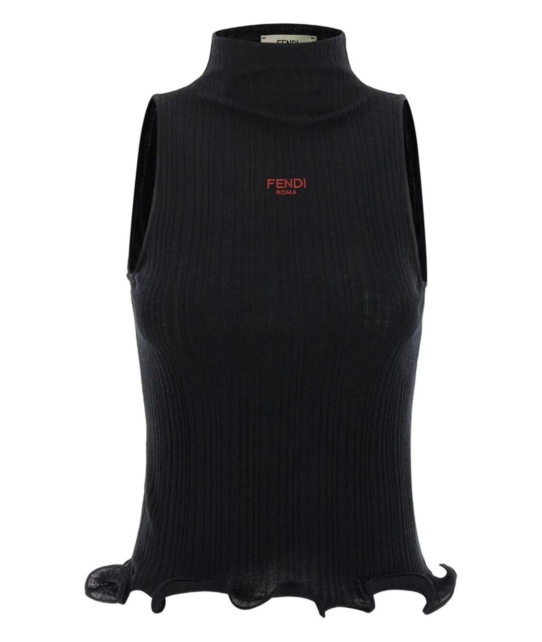 FENDI Черная шерстяная майка, фото 1