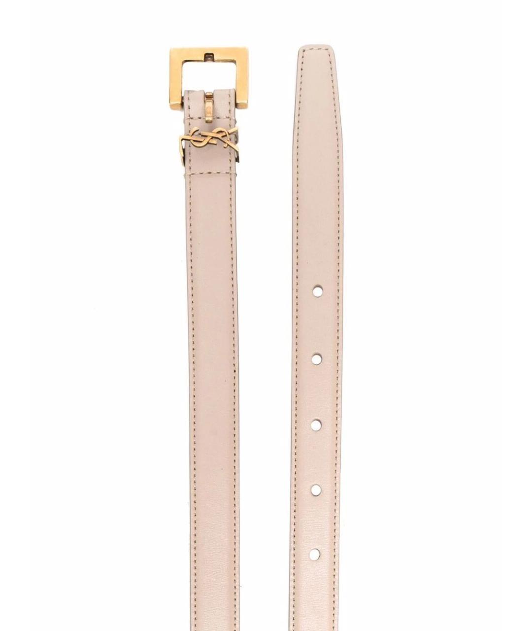 SAINT LAURENT Бежевый кожаный ремень, фото 2