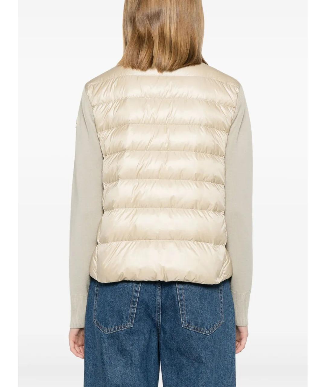 MONCLER Бежевая полиамидовая куртка, фото 4