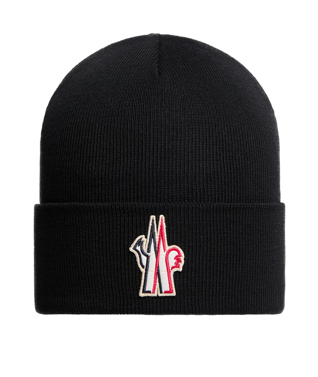 MONCLER Черная шерстяная шапка, фото 1