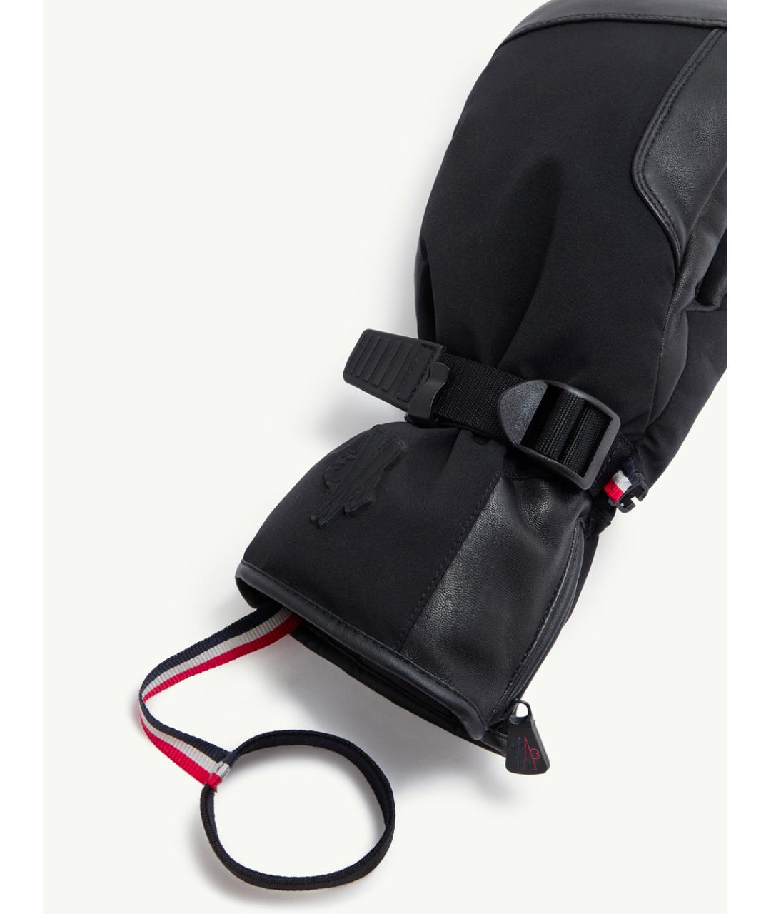 MONCLER Черные синтетические варежки, фото 2