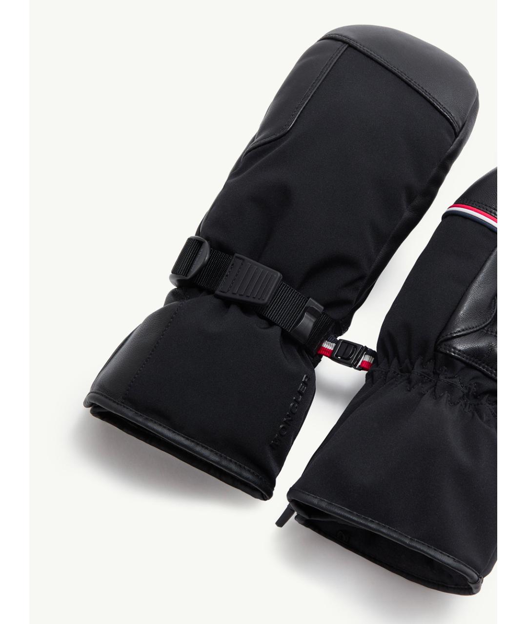 MONCLER Черные синтетические варежки, фото 3