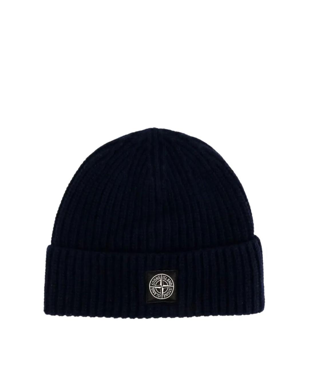 STONE ISLAND Темно-синяя шерстяная шапка, фото 1