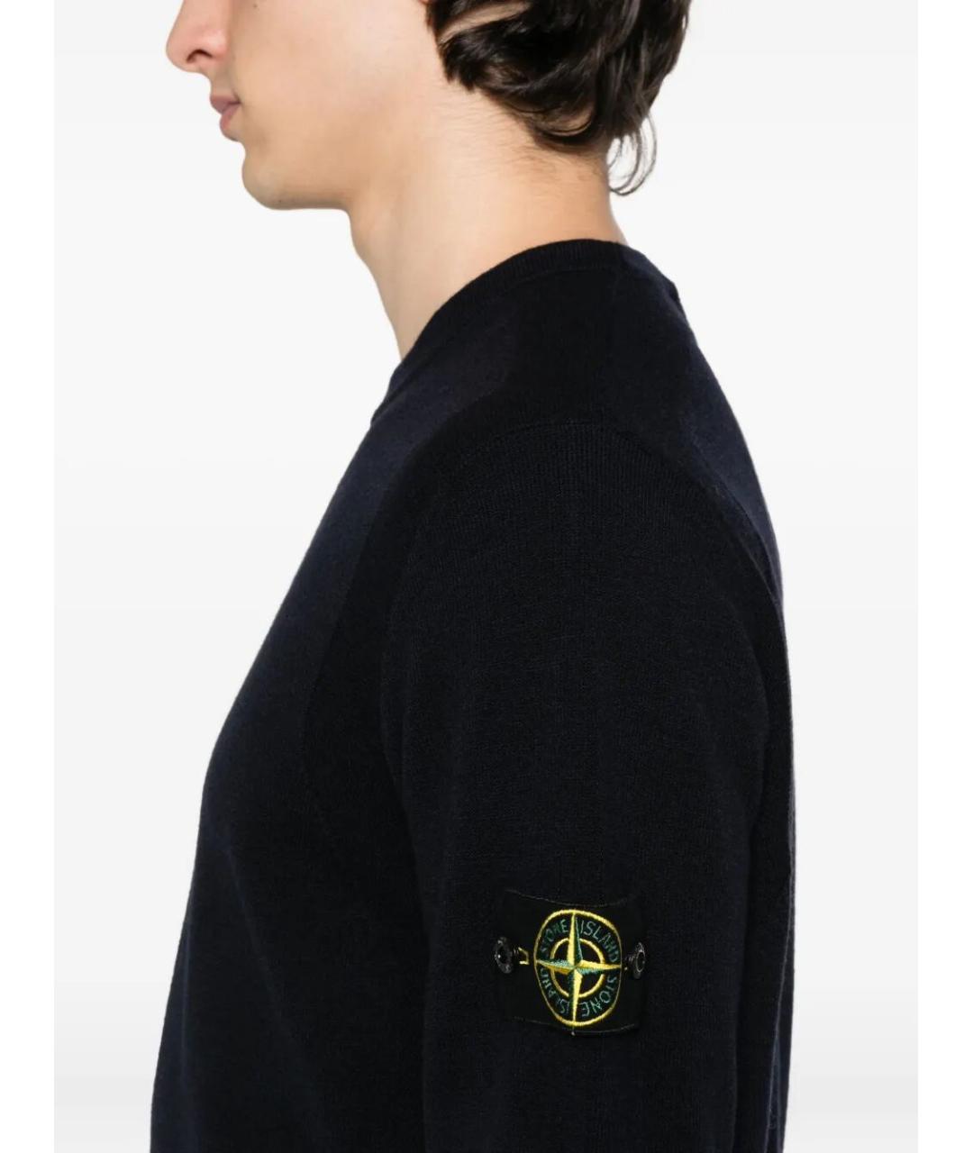 STONE ISLAND Темно-синий шерстяной джемпер / свитер, фото 4