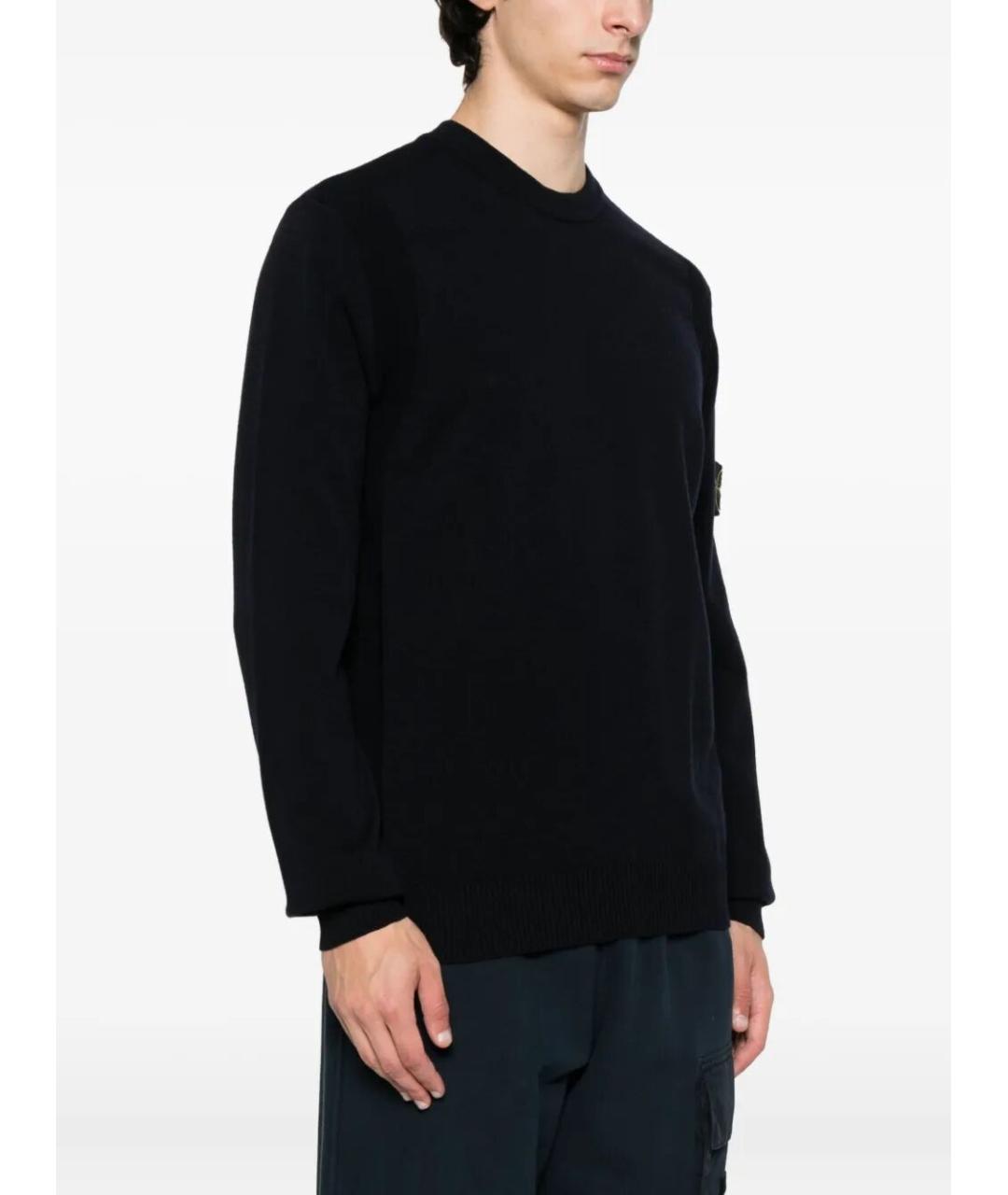STONE ISLAND Темно-синий шерстяной джемпер / свитер, фото 2