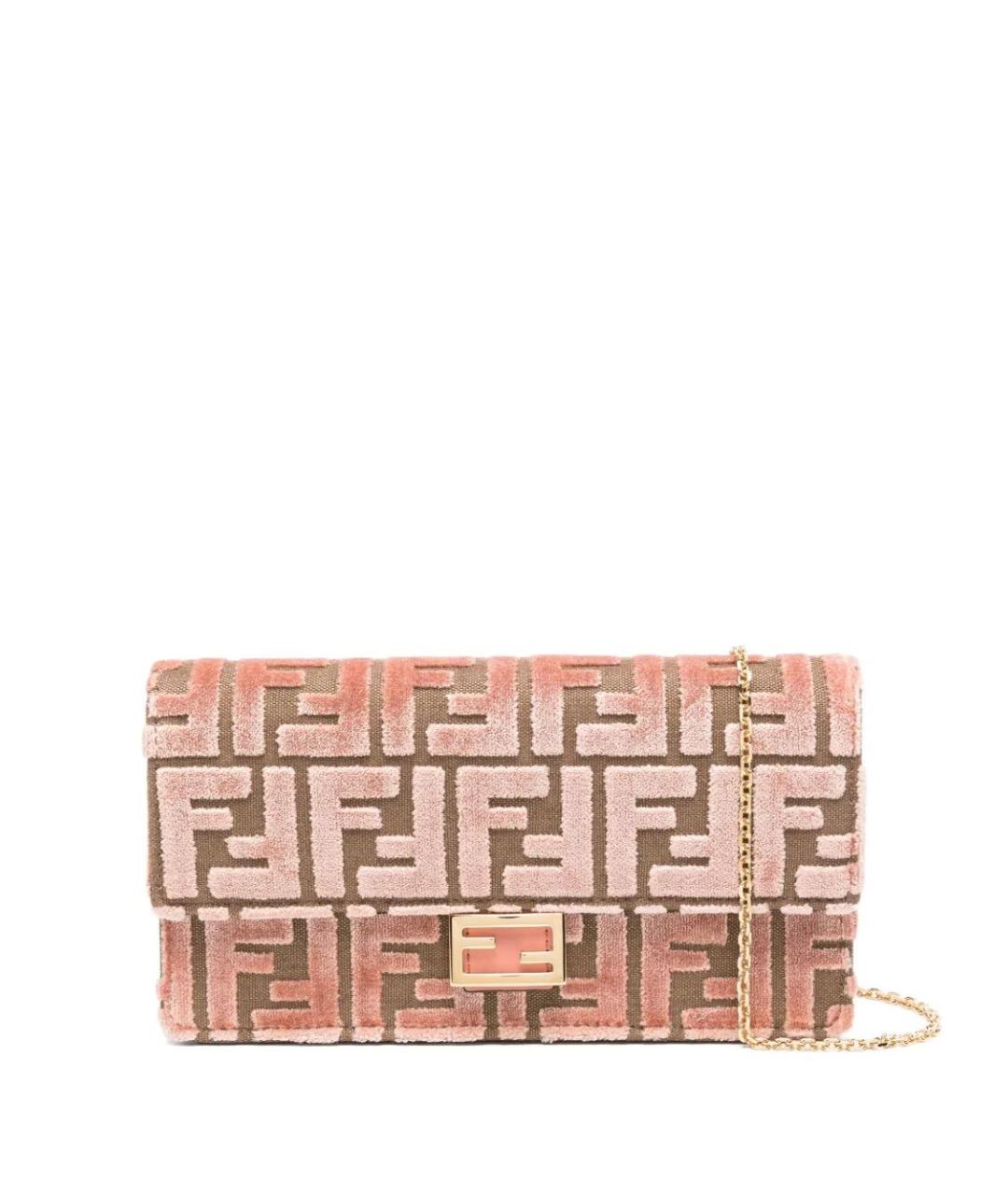 FENDI Розовая жаккардовая сумка через плечо, фото 3