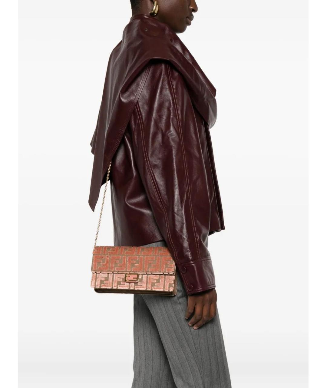 FENDI Розовая жаккардовая сумка через плечо, фото 2