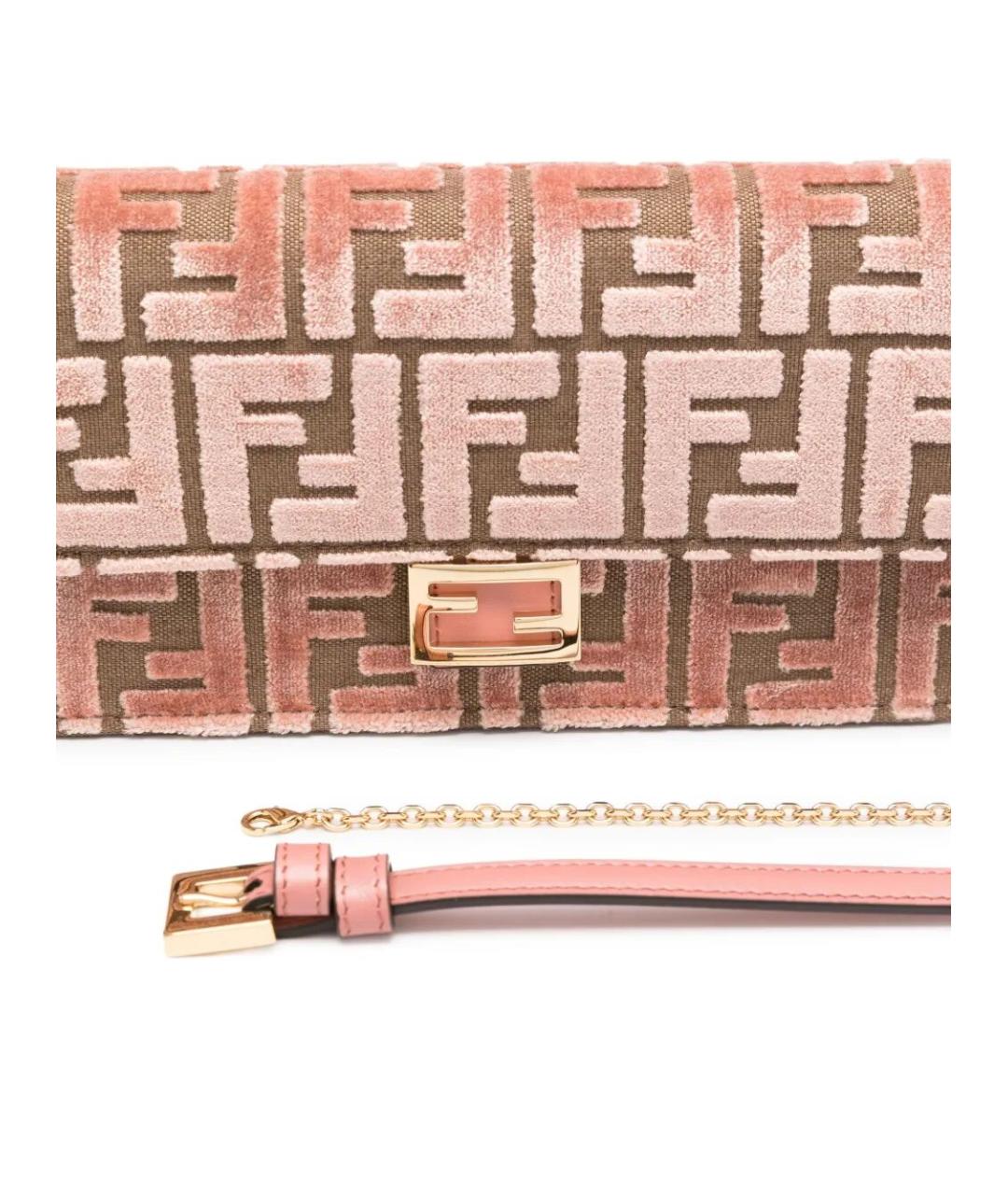 FENDI Розовая жаккардовая сумка через плечо, фото 4