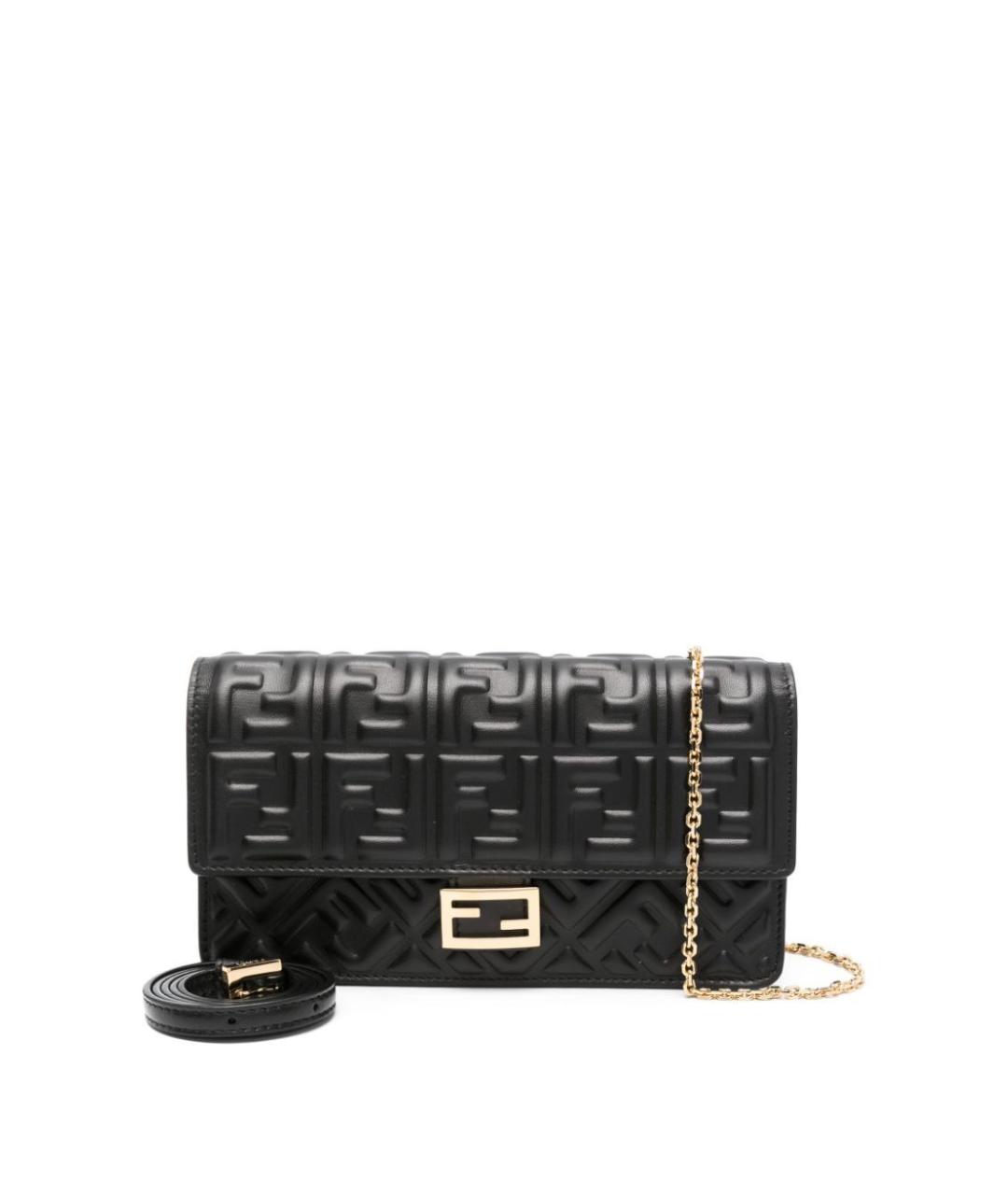 FENDI Черный кожаный кошелек, фото 5