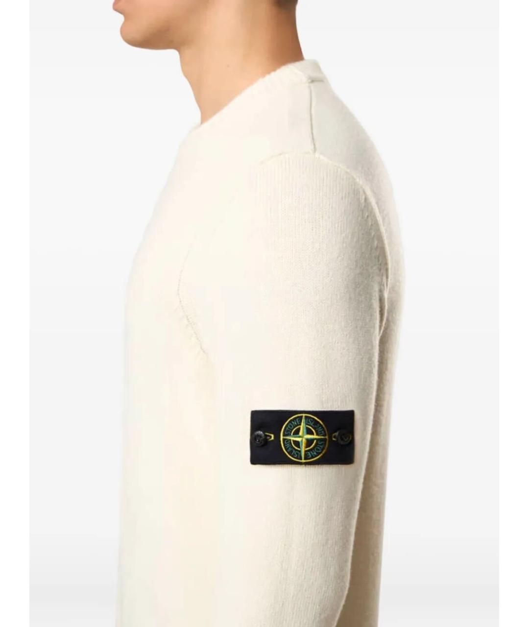STONE ISLAND Бежевый шерстяной джемпер / свитер, фото 5