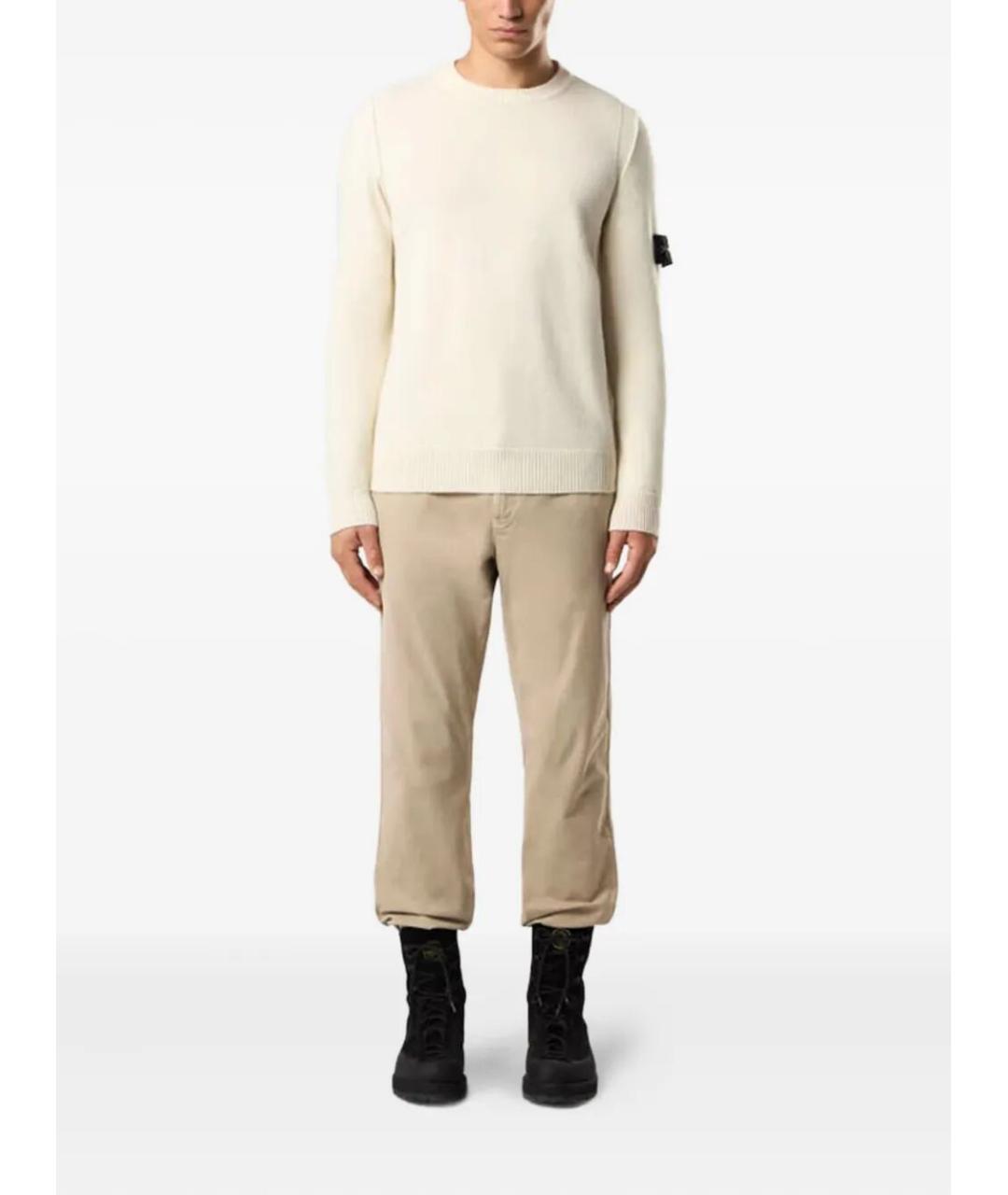 STONE ISLAND Бежевый шерстяной джемпер / свитер, фото 2