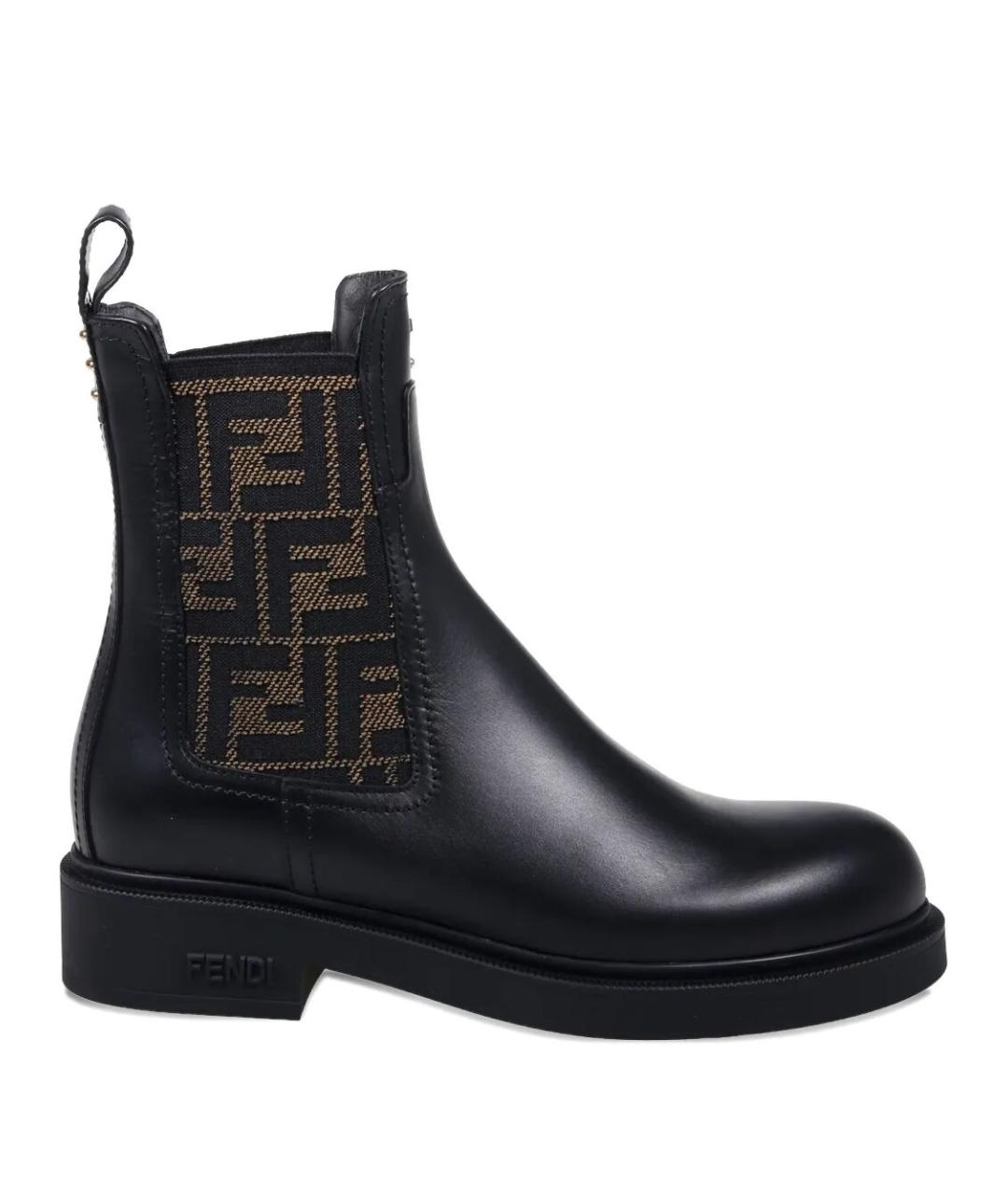 FENDI Черные кожаные ботинки, фото 1