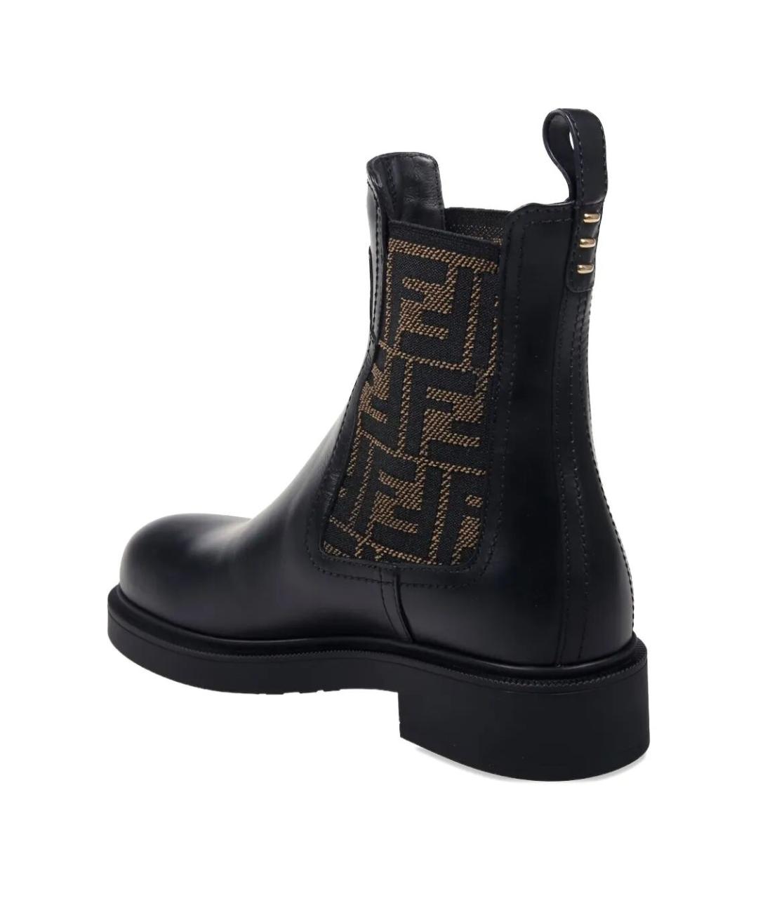FENDI Черные кожаные ботинки, фото 3