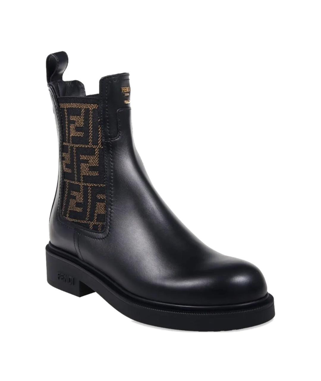 FENDI Черные кожаные ботинки, фото 2