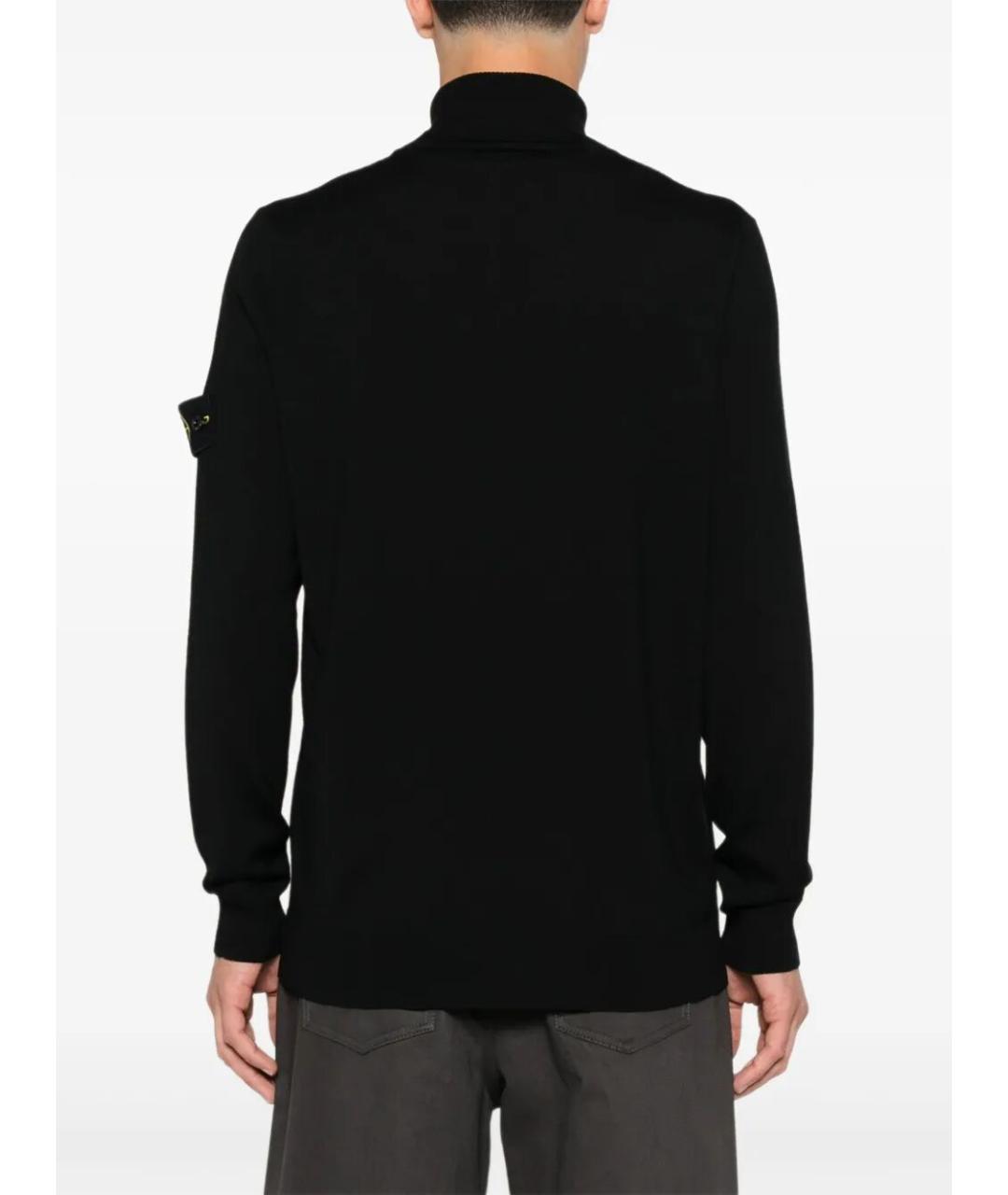 STONE ISLAND Черная шерстяная водолазка, фото 4