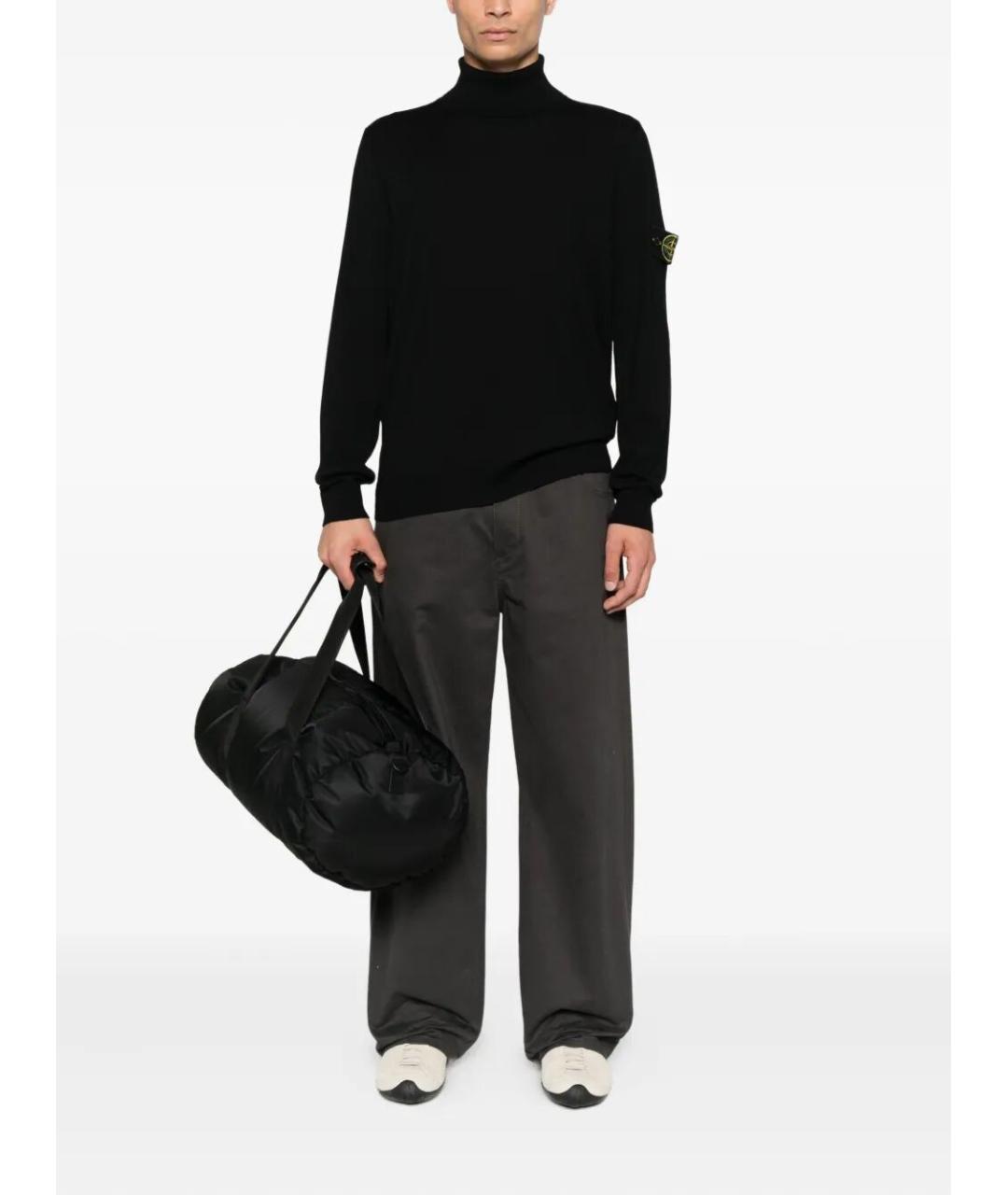 STONE ISLAND Черная шерстяная водолазка, фото 2