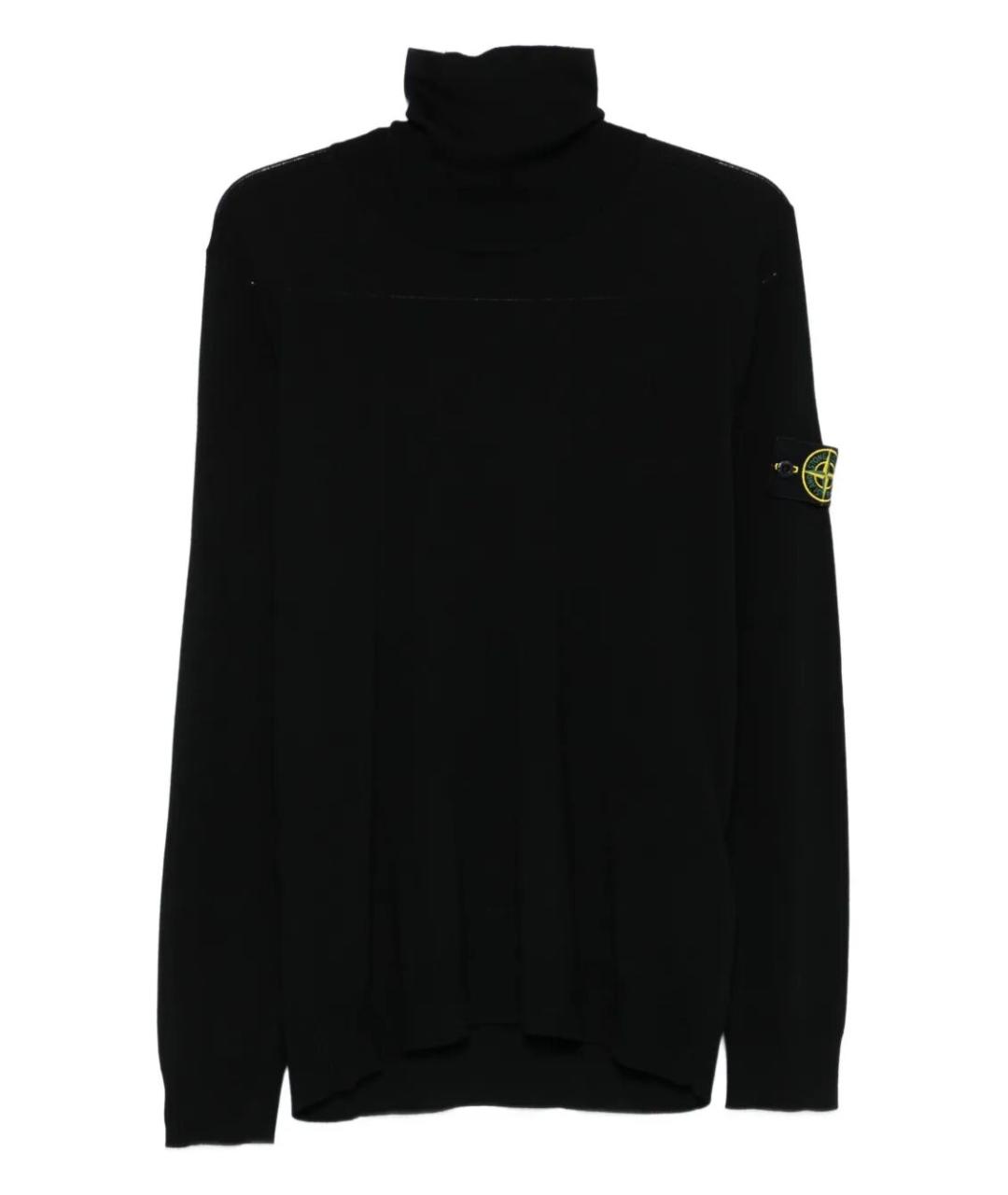 STONE ISLAND Черная шерстяная водолазка, фото 1