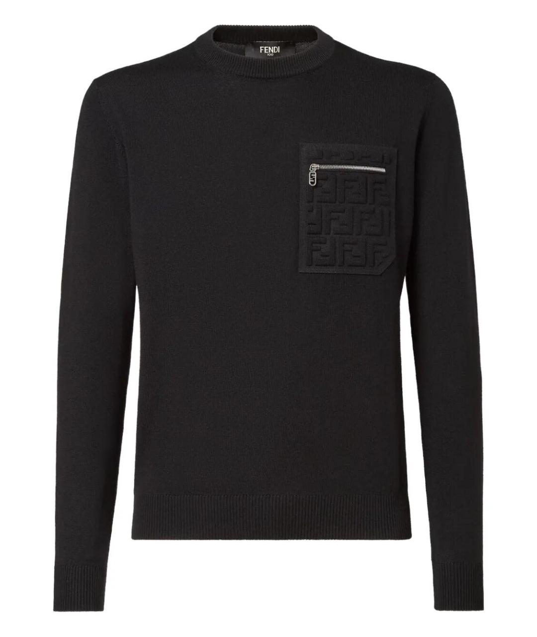 FENDI Черный шерстяной джемпер / свитер, фото 1