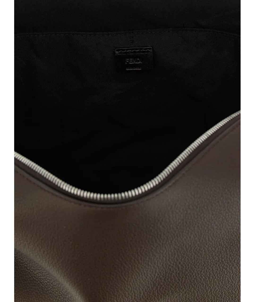 FENDI Коричневая кожаная сумка на плечо, фото 4