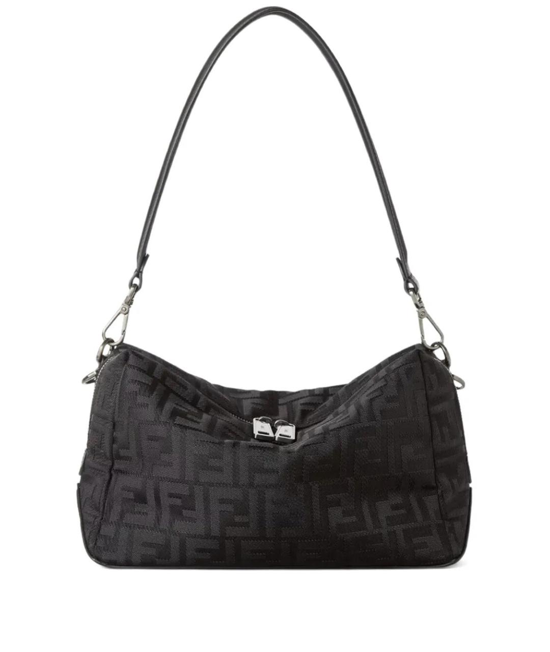 FENDI Черная жаккардовая сумка на плечо, фото 1