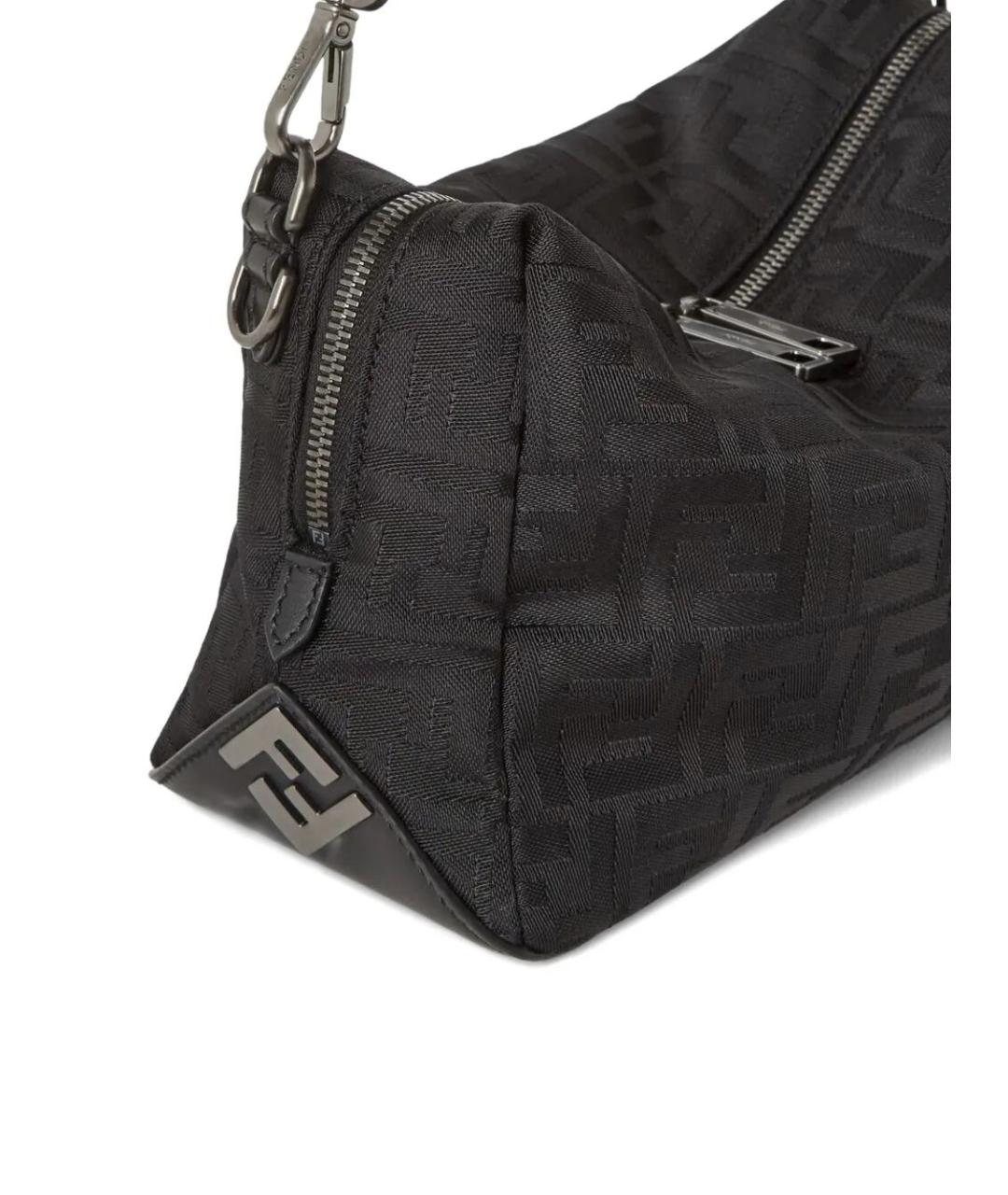 FENDI Черная жаккардовая сумка на плечо, фото 5