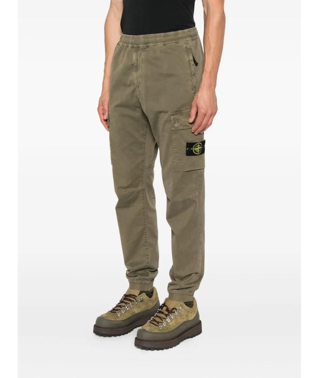 STONE ISLAND Хаки хлопковые прямые джинсы, фото 3