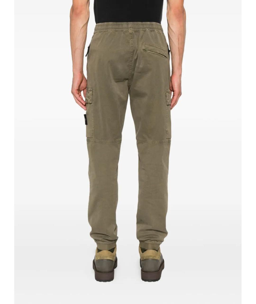 STONE ISLAND Хаки хлопковые прямые джинсы, фото 4