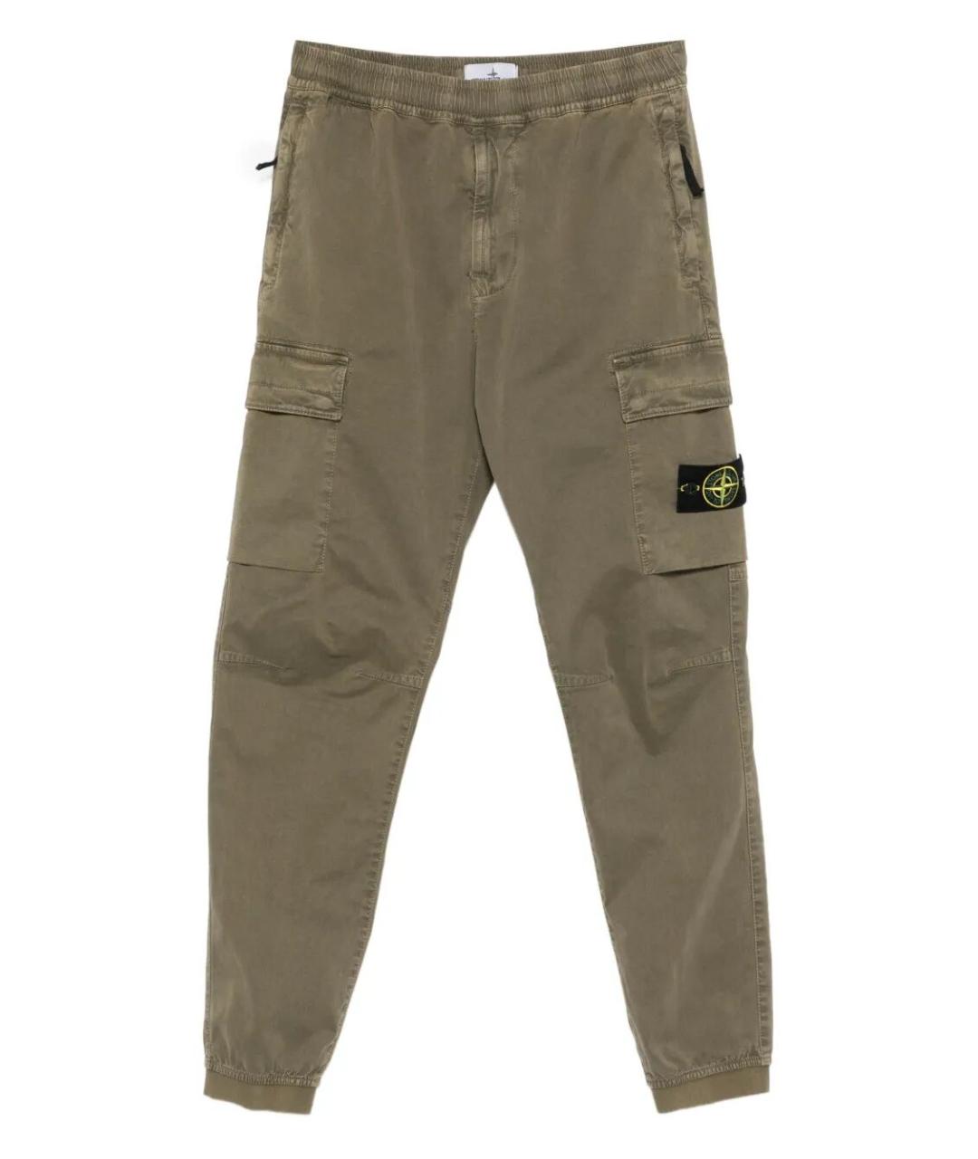 STONE ISLAND Хаки хлопковые прямые джинсы, фото 1