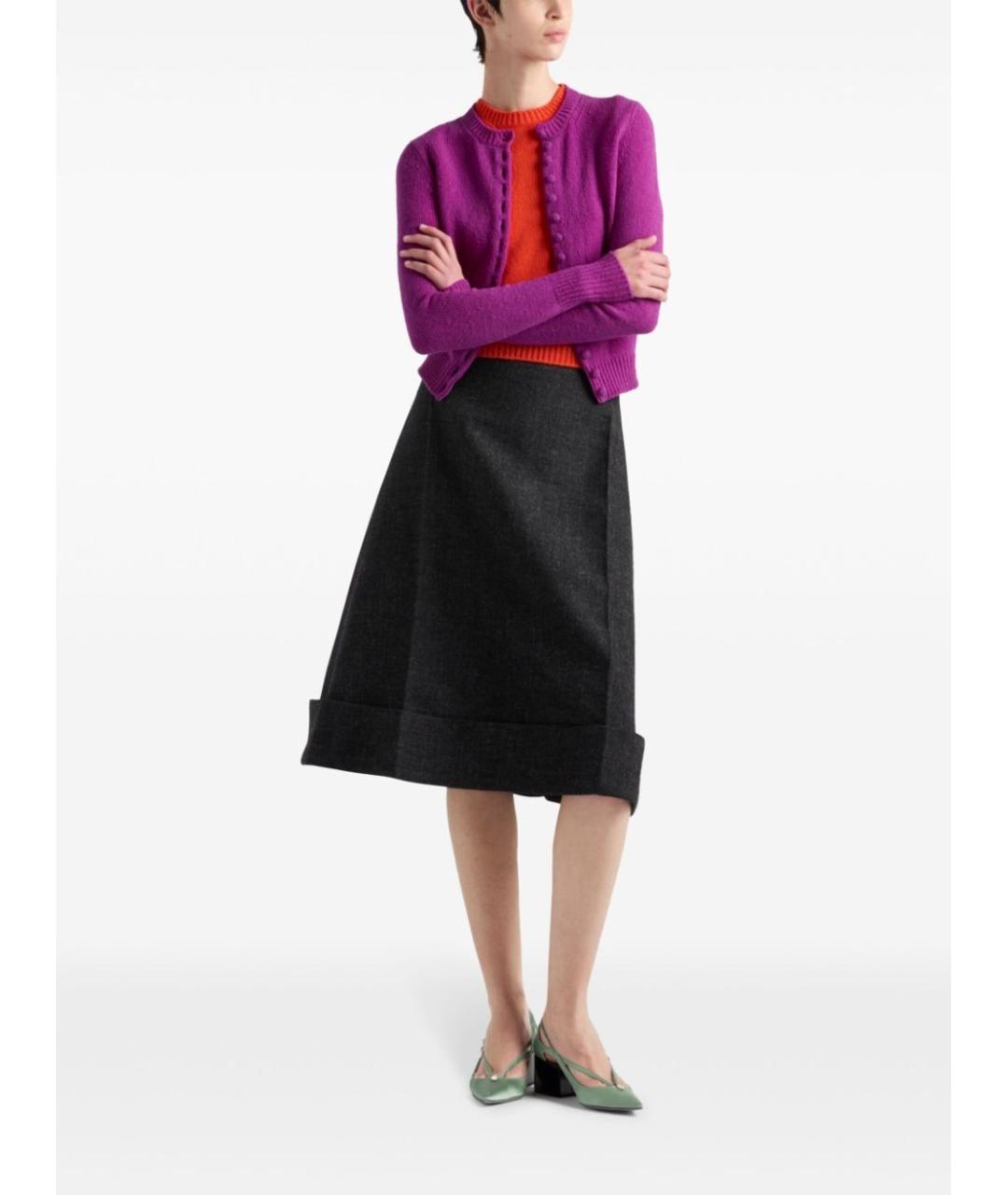 PRADA Антрацитовая шерстяная юбка миди, фото 6