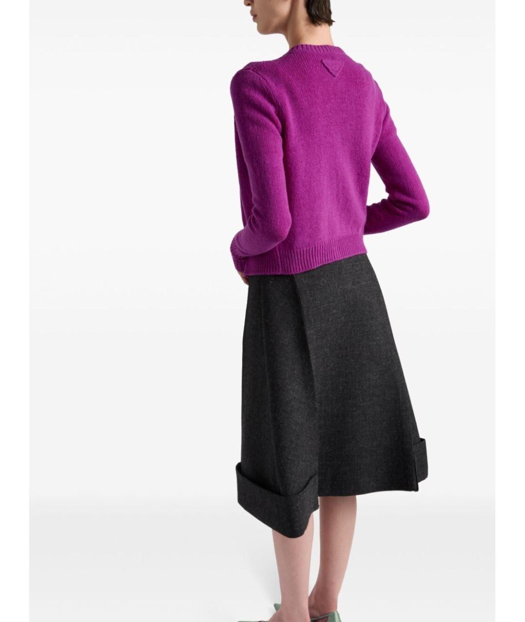 PRADA Антрацитовая шерстяная юбка миди, фото 3