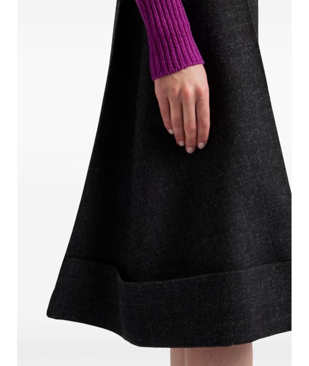 PRADA Антрацитовая шерстяная юбка миди, фото 4