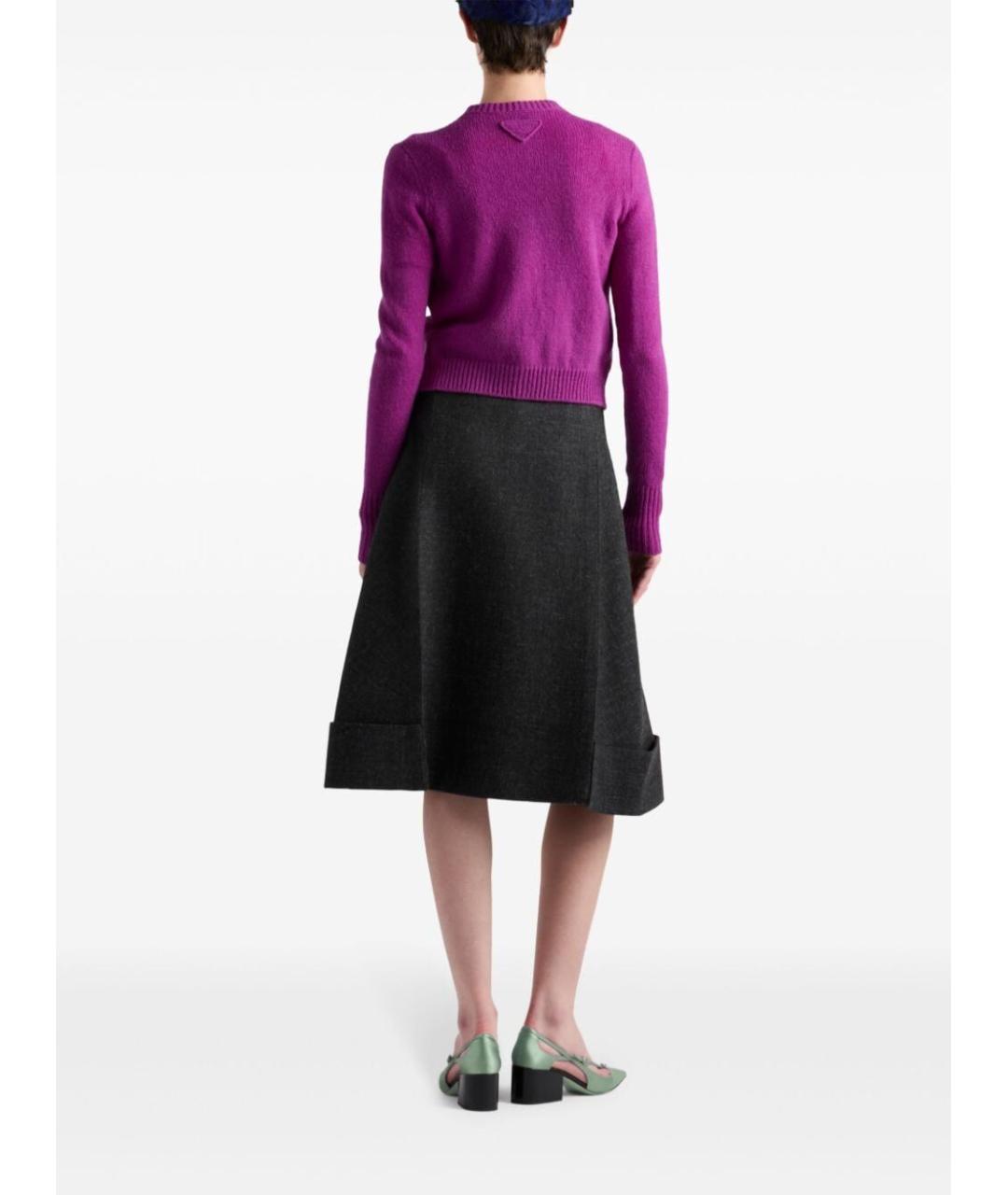 PRADA Антрацитовая шерстяная юбка миди, фото 5
