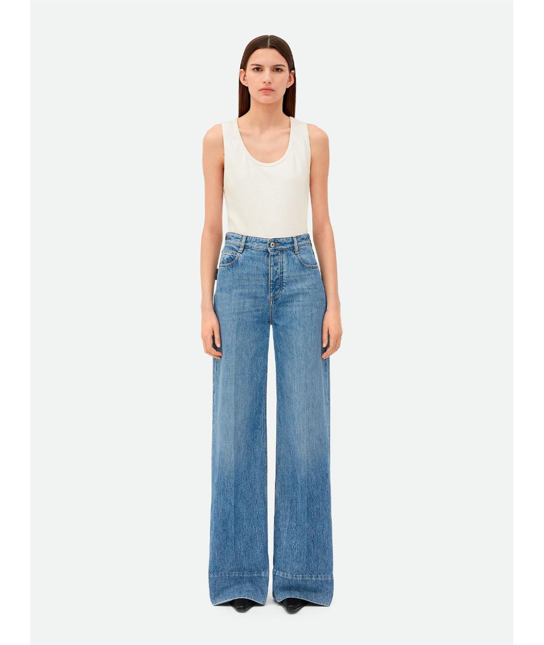 BOTTEGA VENETA Голубые хлопковые прямые джинсы, фото 3