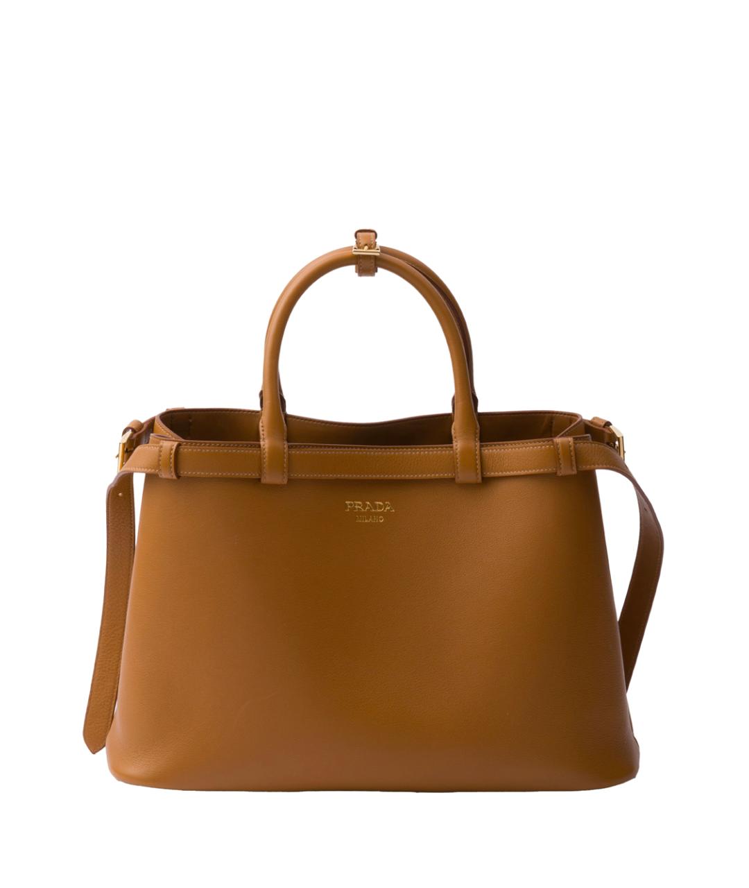 PRADA Коричневая кожаная сумка тоут, фото 1
