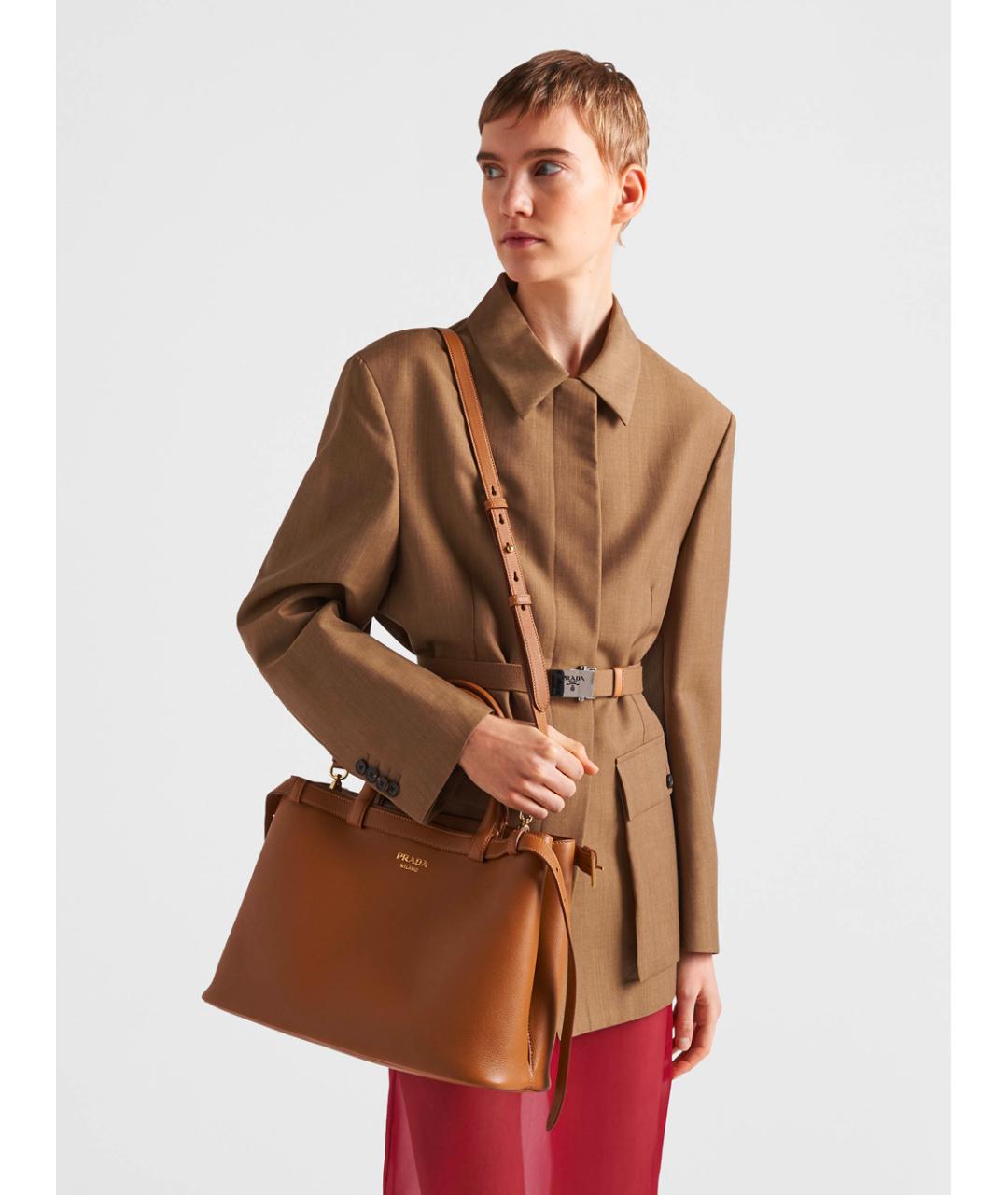 PRADA Коричневая кожаная сумка тоут, фото 5