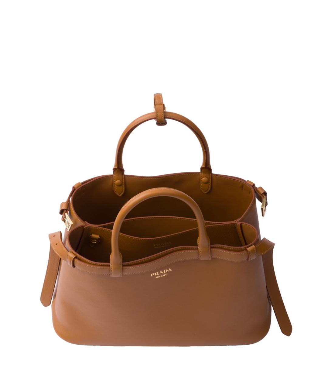 PRADA Коричневая кожаная сумка тоут, фото 3