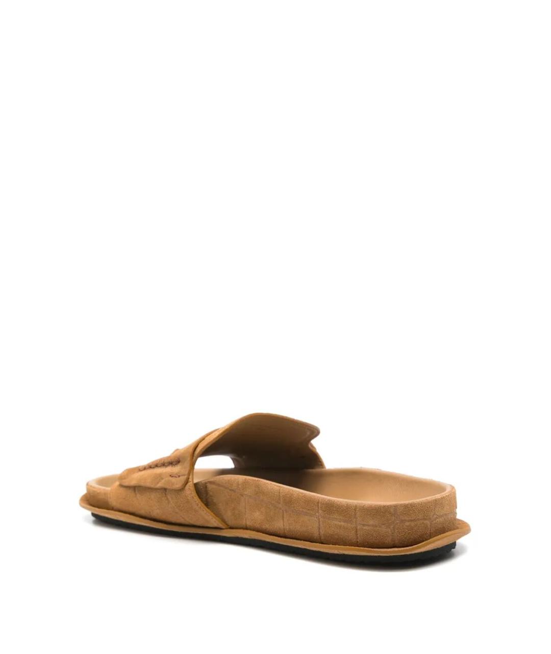 JACQUEMUS Бежевые замшевые шлепанцы, фото 3