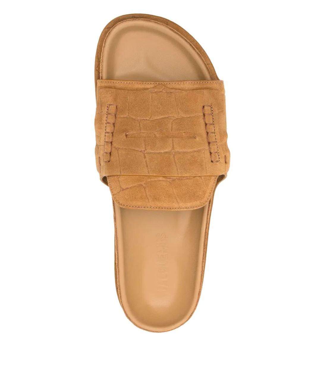 JACQUEMUS Бежевые замшевые шлепанцы, фото 4