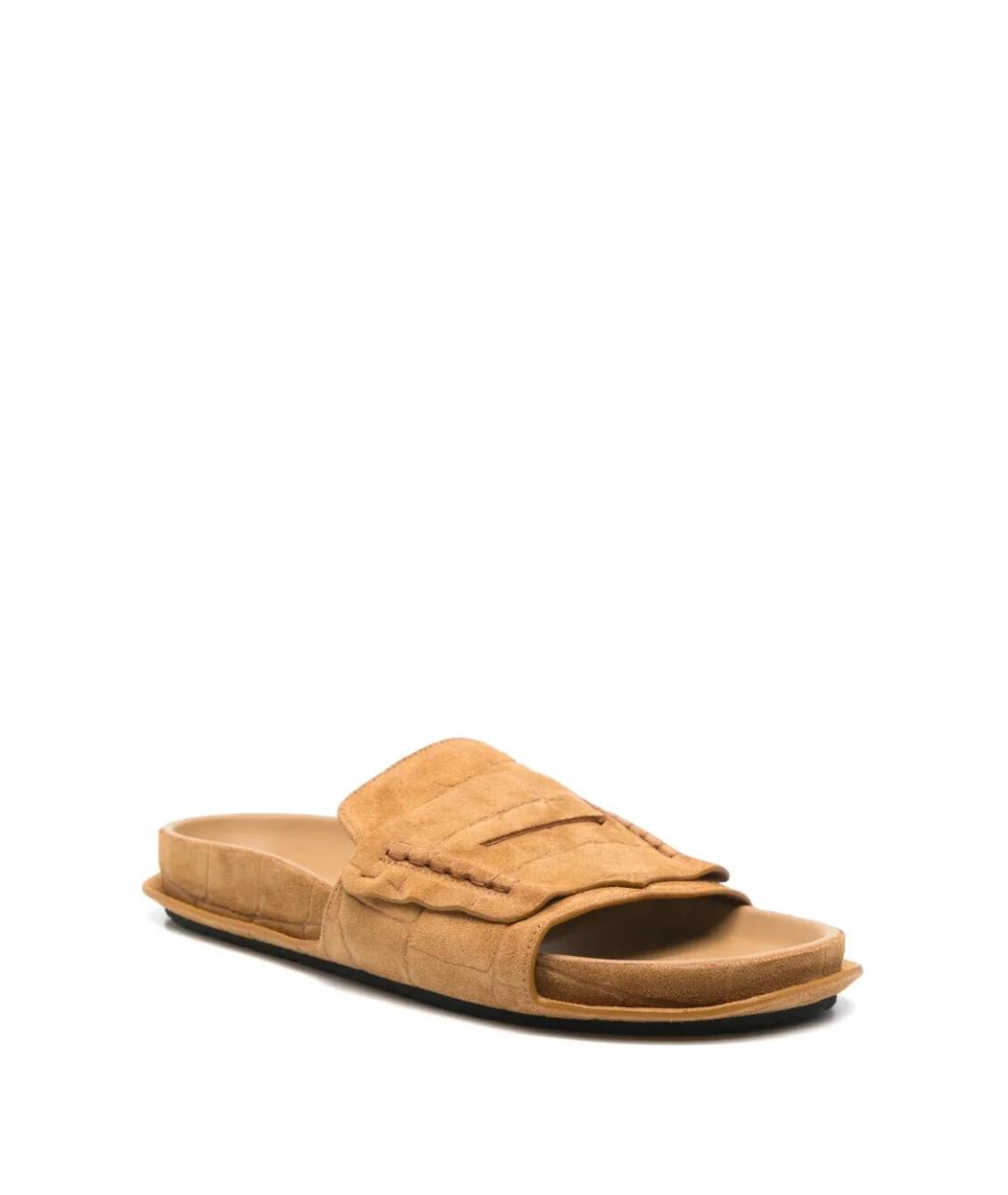 JACQUEMUS Бежевые замшевые шлепанцы, фото 2